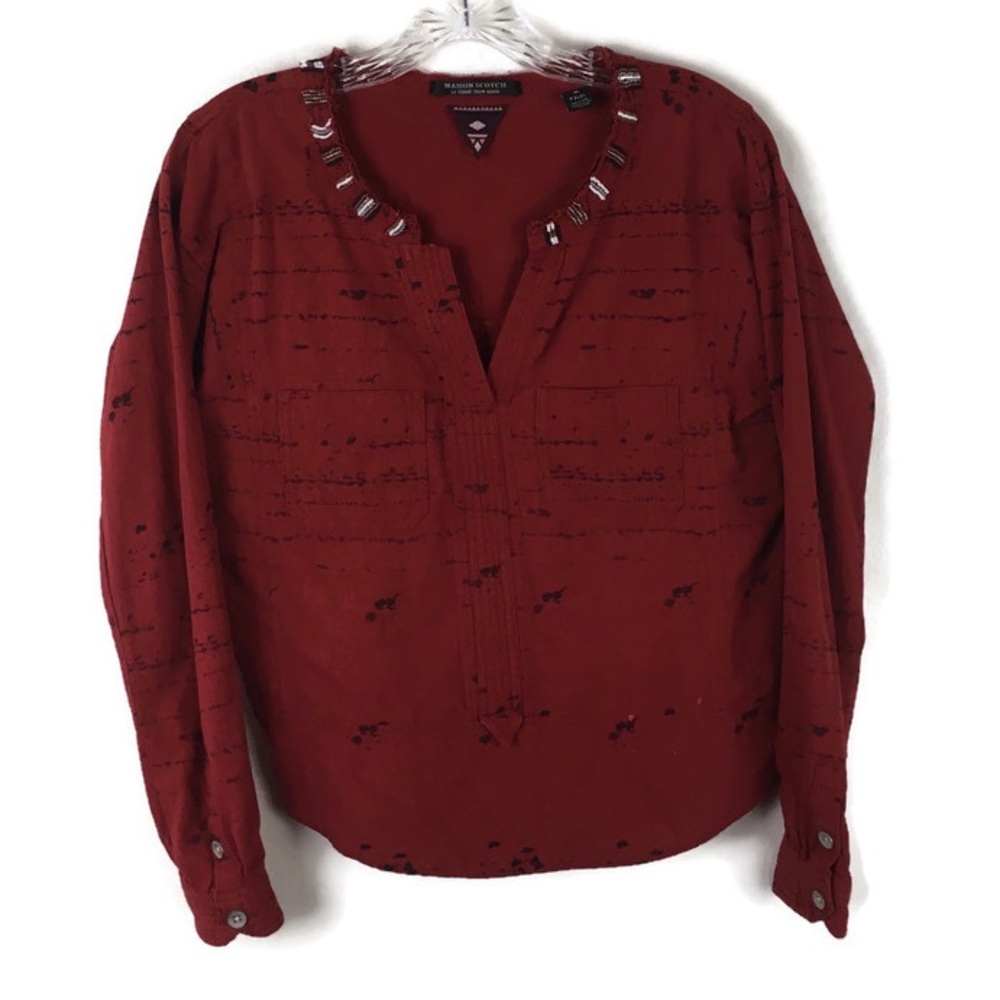 Maison Scotch Scotch & Soda La Femme Selon Marie Boho Splatter Wash Popover Top